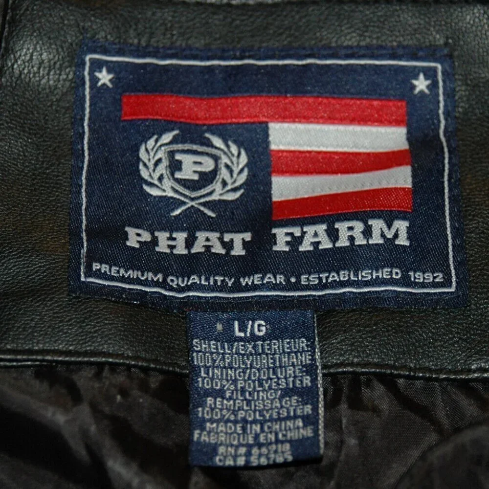 Phat Farm Men's Jacket Size L Black Moto Biker Racing